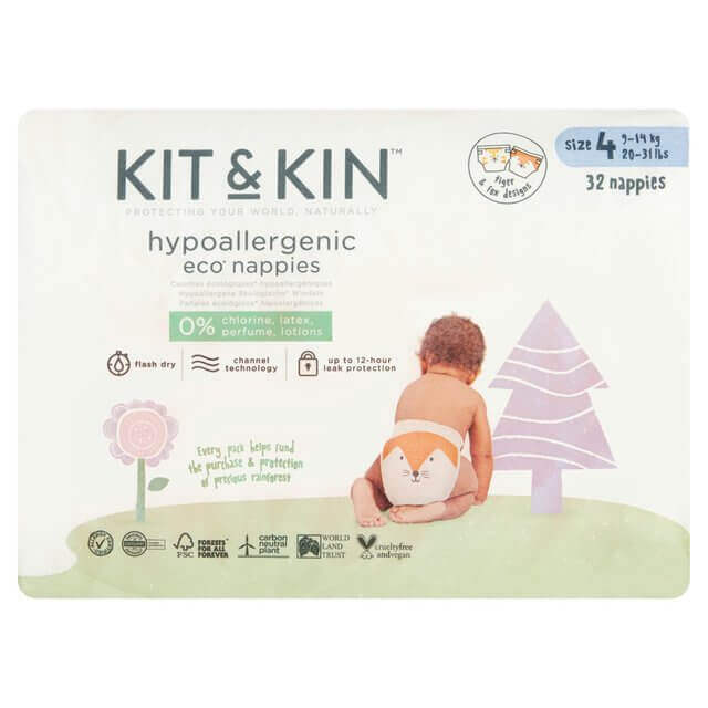 Kit and KinSize 4 Maxi Eco Disposable Nappies - 32 packMulti Pack: 1disposable nappies size 4 plusEarthlets