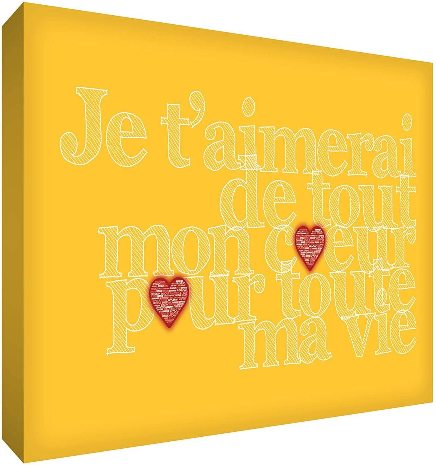 Feel Good ArtCanvas Art with French Text - J'aimerai de tout mon coeur pour toute la vieSize Name: 40 x 60 cmColour Name: Yellownursery artEarthlets
