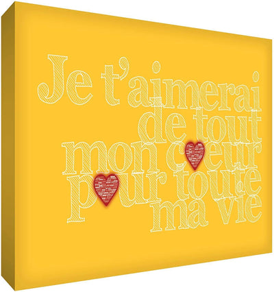 Feel Good ArtCanvas Art with French Text - J'aimerai de tout mon coeur pour toute la vieSize Name: 40 x 60 cmColour Name: Yellownursery artEarthlets