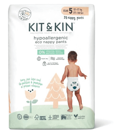 Kit and Kin| Size 5 Eco Disposable Nappy Pants - 20 pack | Earthlets.com |  | potty training disposable pants