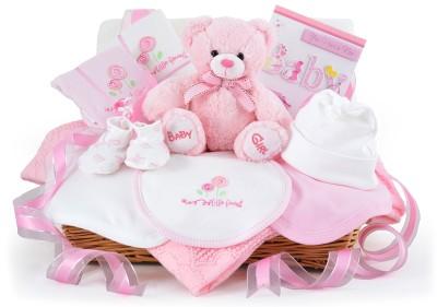 Baby Brands DirectDeluxe New Baby Basket for a Girl in Pinkbaby giftsEarthlets