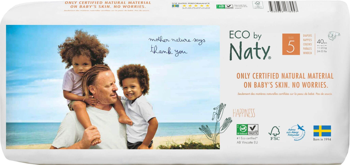 NatySize 5 Eco Nappies - 40 packMulti Pack: 1disposable nappies size 5Earthlets