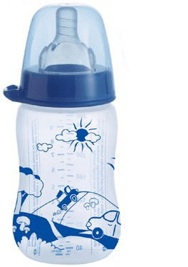 nip| Wide Neck Baby Bottle Trendy Blue - 280 ml | Earthlets.com |  | feeding & accessories