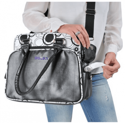 Changing Bag with Pull and Wipe Black Circles | Earthlets.com